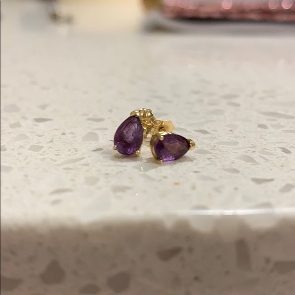 Jewelry - Teardrop Amethyst earrings set in 14k gold